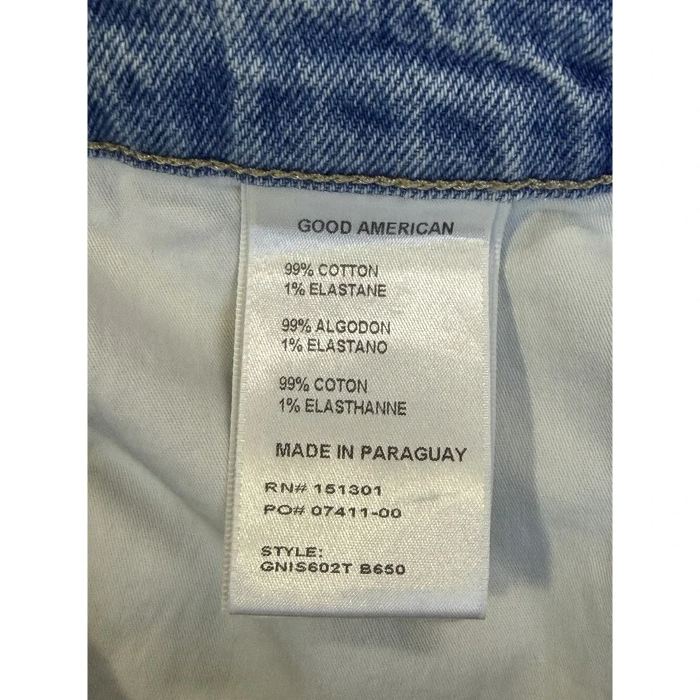 New Good American Jean Shorts Womens 8 Blue Light Wash Denim Good 90s Cut‎ Off
